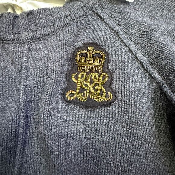 Lauren Ralph Lauren Crest Emblem Sweater Gray Grey Embroidered Crown Logo Classi - Picture 4 of 7